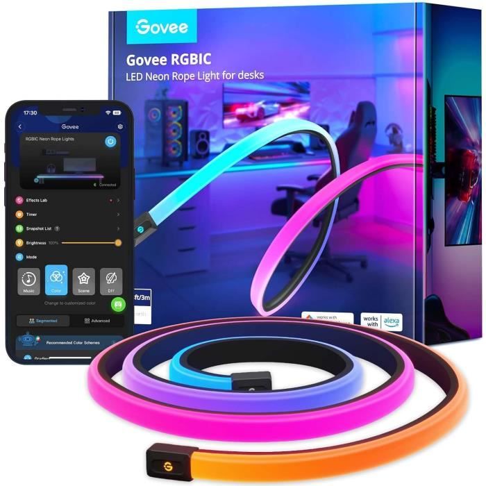 Ruban LED RGB 3 Mètres 18W - 470 Lumens, Télécommande, Adhésif, Découpable - Pour Déco Intérieure Et Extérieure