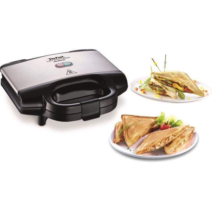 Croque-monsieur TEFAL - SM155212 - Revêtement antiadhésif, Verrouillage sécurité, Poignée thermorésistante