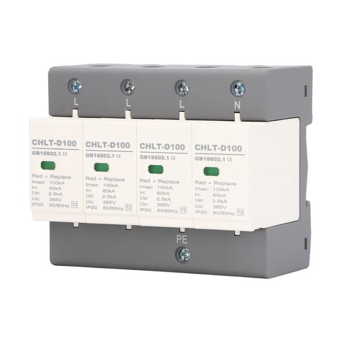 DEWIN Dispositif de protection contre les surtensions, 2P 40KA Dispositif de parafoudre photovoltaïque DC 1000V Protection contre les surtensions Dispositif de protection contre la foudre Rail DIN de DEWIN Dispositif de protection contre les surtensions, 2P 40KA Dispositif de parafoudre photovoltaïque DC 1000V Protection contre les surtensions Dispositif de protection contre la foudre Rail DIN de