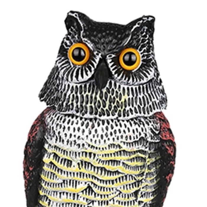 Effaroucheur Oiseaux Chouette épouvantail Anti-oiseaux Avec Tête Rotative - Résine, Yeux Réfléchissants - Pour Jardin, Balcon, 38 Cm