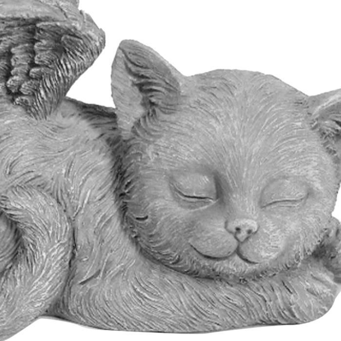 Statue Chat Ange Endormi JAONLD - Commémoratif Animal De Compagnie Résine 11x8.5x5cm