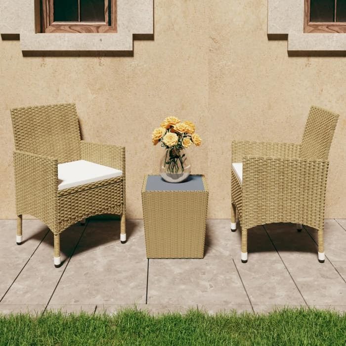 vidaXL Ensemble de Bistro 3 pcs Salon de Jardin Ensemble de Meubles dExtérieur Mobilier de Patio Balcon Résine Tressée et 3058360