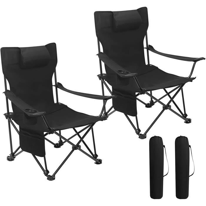 Relaxdays Lot De 2 Chaises De Camping, Pliant, Avec Accoudoirs, Max