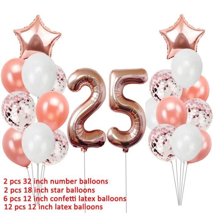 Or Rose Heureux anniversaire étoiles 12" Latex Ballons-Pack de 5 10 ou 25 