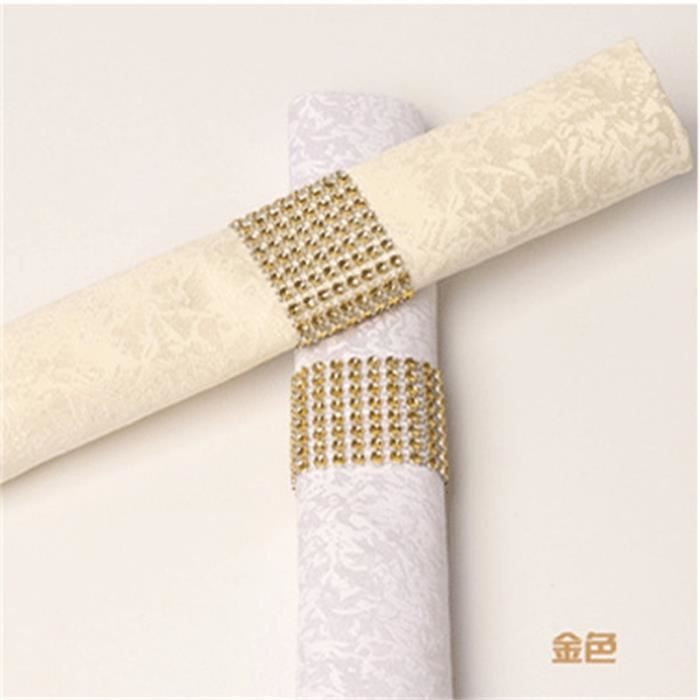 ROND DE SERVIETTE ,Gold100pcsAnneaux de serviette en strass pour