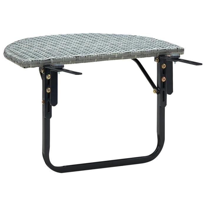 zerodis table de balcon gris 60x60x40 cm résine tressée re388