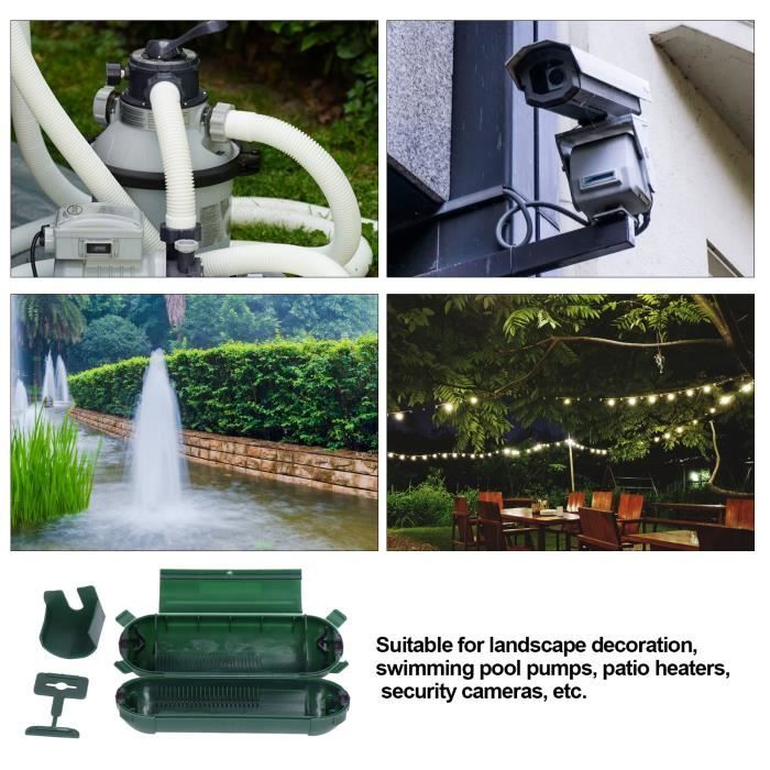 Boîtier De Protection étanche Pour Rallonge Extérieure - Housse De Sécurité IP54-65, Vert/noir - Pas De Perçage - 5