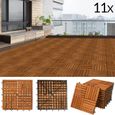 Dalles de terrasse en bois d'acacia pour 1m² - Fixation par Clips - DEUBA-1