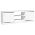 Meuble TV VidaXL Blanc 102x30x36cm - 2 Portes - Bois Ingénierie - Rangement Appareils Multimedia