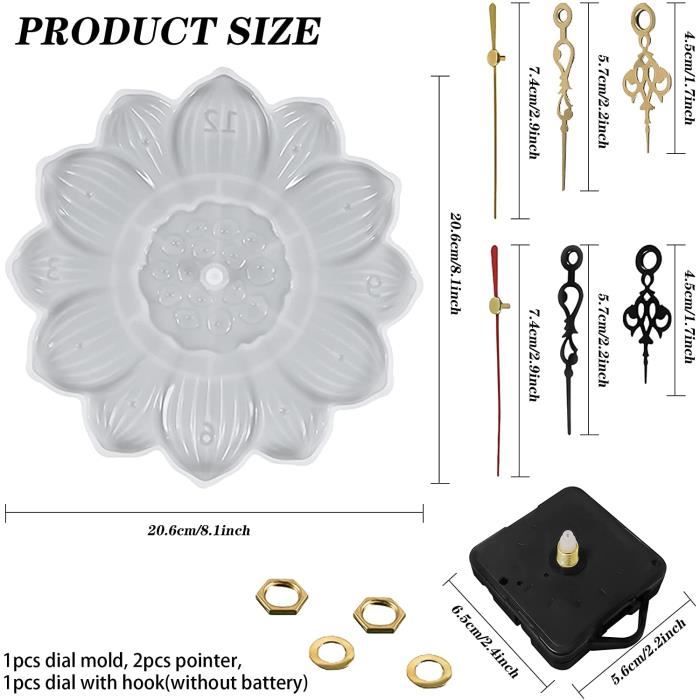 Kit Moule Horloge En Silicone Avec Mécanisme - Chiffres Romains Pour Résine Époxy DIY - Loisirs Créatifs - 2