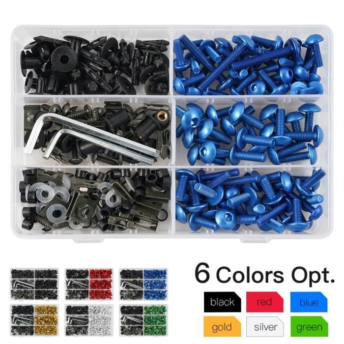 Kit Vis Carénage Moto Universel 198 Pièces - Compatible Yamaha, Honda, Kawasaki, Ducati - Violet