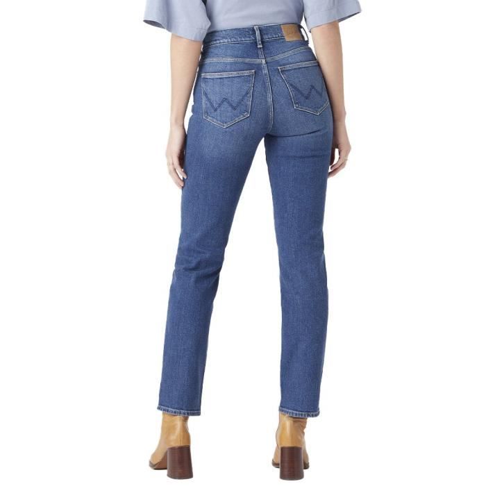Pantalon Femme Wrangler High Rise Straight - Bleu ciel - Taille haute ...