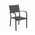 Table de jardin extensible aluminium 270cm + 8 fauteuils empilables textilène anthracite - LIO 8-2