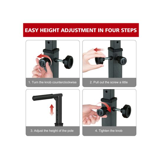 Tour De Musculation Power Tower Sogesfurniture – Barre De Traction, Dips, Abdos – Hauteur Réglable 165-210 Cm – Pour Maison