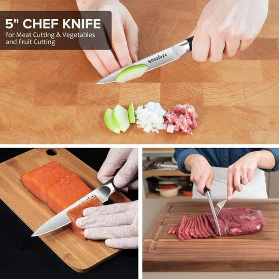 Couteau Céramique Cuisine Noir [Version Améliorée], Ensemble de Couteaux de  Cuisine avec Couvre de Protection pour Viande Fruit A579 - Cdiscount Maison