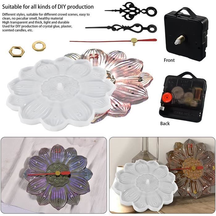 Kit Moule Horloge En Silicone Avec Mécanisme - Chiffres Romains Pour Résine Époxy DIY - Loisirs Créatifs