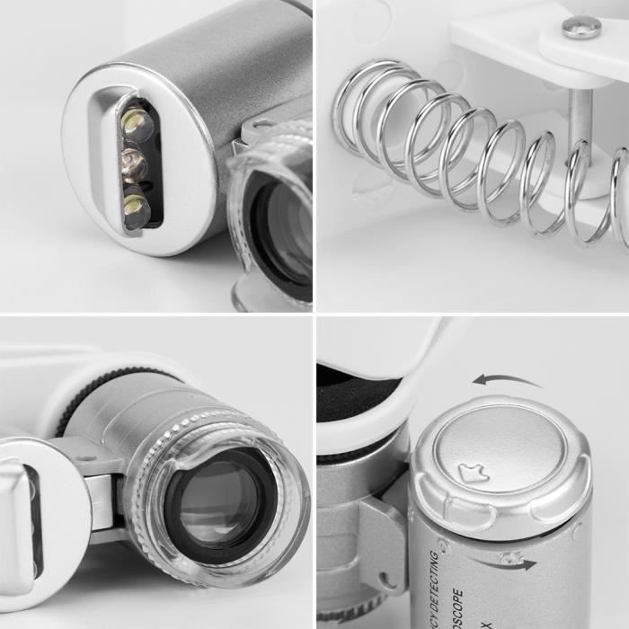 Microscope De Poche Pour Téléphone 200X Avec Polariseur CPL Et Lumière LED - Cikonielf - Blanc