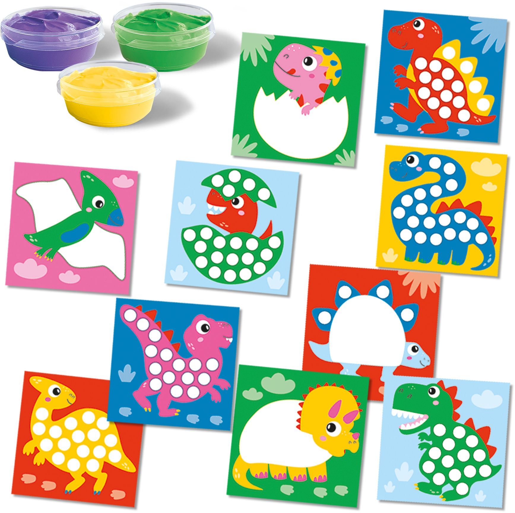 Ses Creative Mon Premier – Peinture Aux Doigts Figures Fantaisie – 10 Cartes Et 3 Peintures Lavables – Dès 3 Ans – Sans Gluten