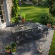 Table de jardin extensible aluminium 270cm + 8 fauteuils empilables textilène anthracite - LIO 8-3