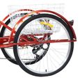 24 "6 vitesses tricycle cruiser bike avec panier d’achat light tricycle adulte trike rouge-3