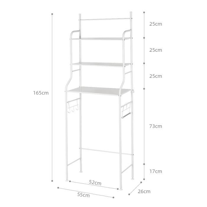 Étagère De Toilette 4 Niveaux Dripex – Organisateur Salle De Bain Réglable, Pour Toilettes Ou Machine à Laver (marron)
