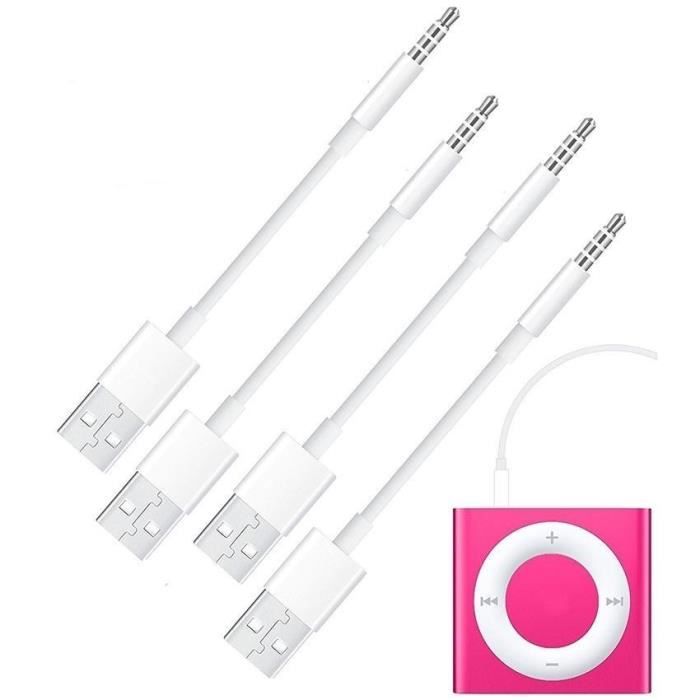 pluX Cavo per iPod Shuffle, confezione da 2 cavi da jack 3,5 mm a USB