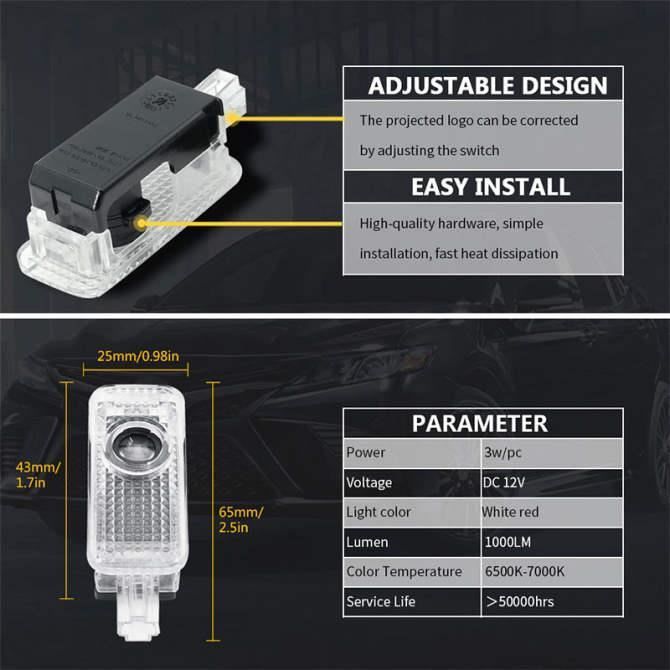 Pour Audi A4 A1 A3 A6 A5 A7 A8 Q3 Q5 Q7 TT S3 S6 lumières de porte de voiture Logo projecteur porte de voiture bienvenue Logo projecteur lumières