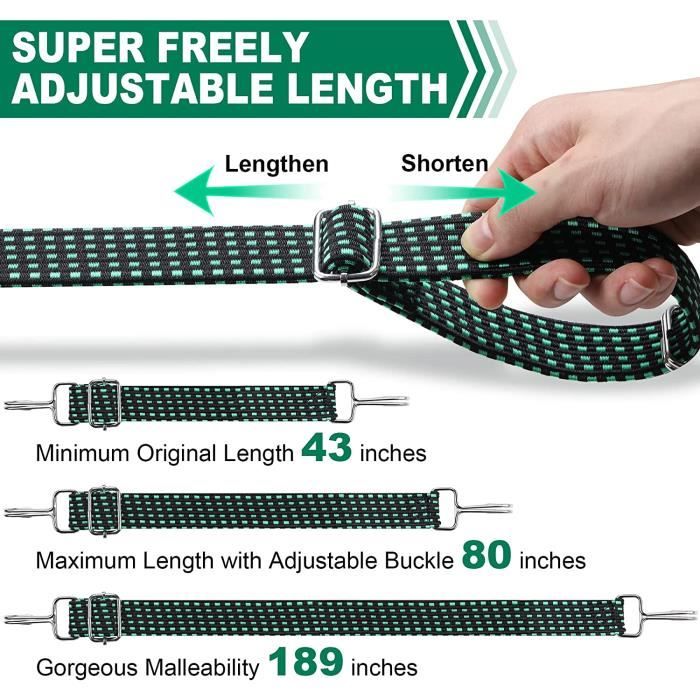Sangle élastique Bagages 3m Crochets Métal Sangle élastique Pour Bagages - 3 Mètres, Crochets Métal - Noir, Pour Voiture, Moto, Vélo, Camping Sangle Transport équipement Camping