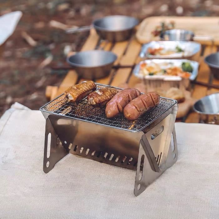 Barbecue Portable Grill Pliant Pique - Nique Charbon Bois Acier Inoxydable  Supports RéGlables Four à CuisinièRe Camping Pliable - Cdiscount Jardin