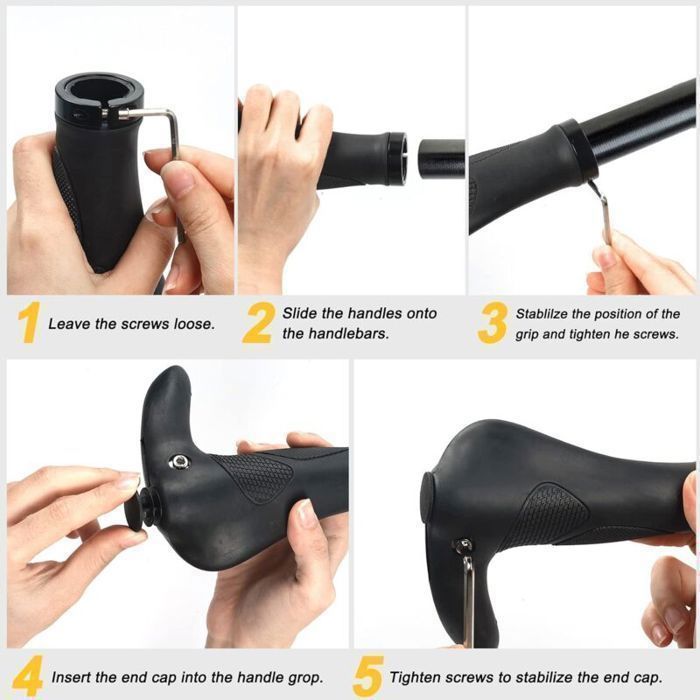 Poignées Vélo Acentor – Ergonomiques, Caoutchouc TPR, Double Verrouillage Alu, 22,2 Mm