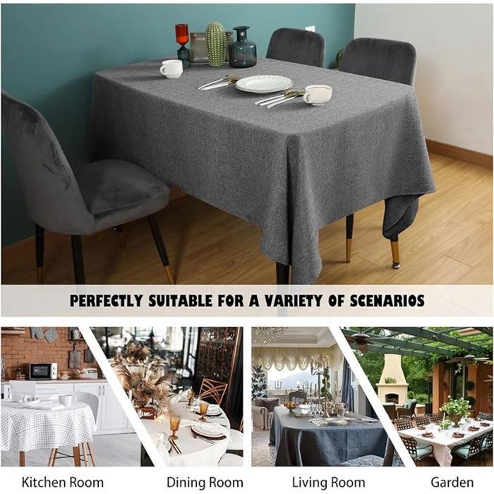 Nappe Lavable Rectangulaire 140 X 240 Cm - Polyester - Déperlante - Effet Lotus