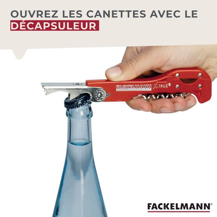 Tire-bouchon Décapsuleur Acier Inox - Rouge CORKSCREW, Lame Outil