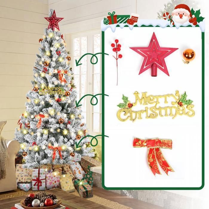 Sapin De Noël Artificiel Enneigé Avec 600 Led En Métal Vert H 150cm M25155019