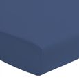 Drap housse coloré 100% coton - Bonnet 25cm - Bleu - 140x190 cm-0