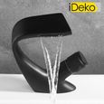 iDeko® Robinet de lavabo mitigeur salle de bain Mono cascade Nouveau collection en laiton Noir cartouche céramique-0
