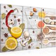 Runa art Tableau Décoration Murale Épices Cuisine 120x80 cm - 3 Panneaux Deco Toile Prêt à Accrocher 019631c-0