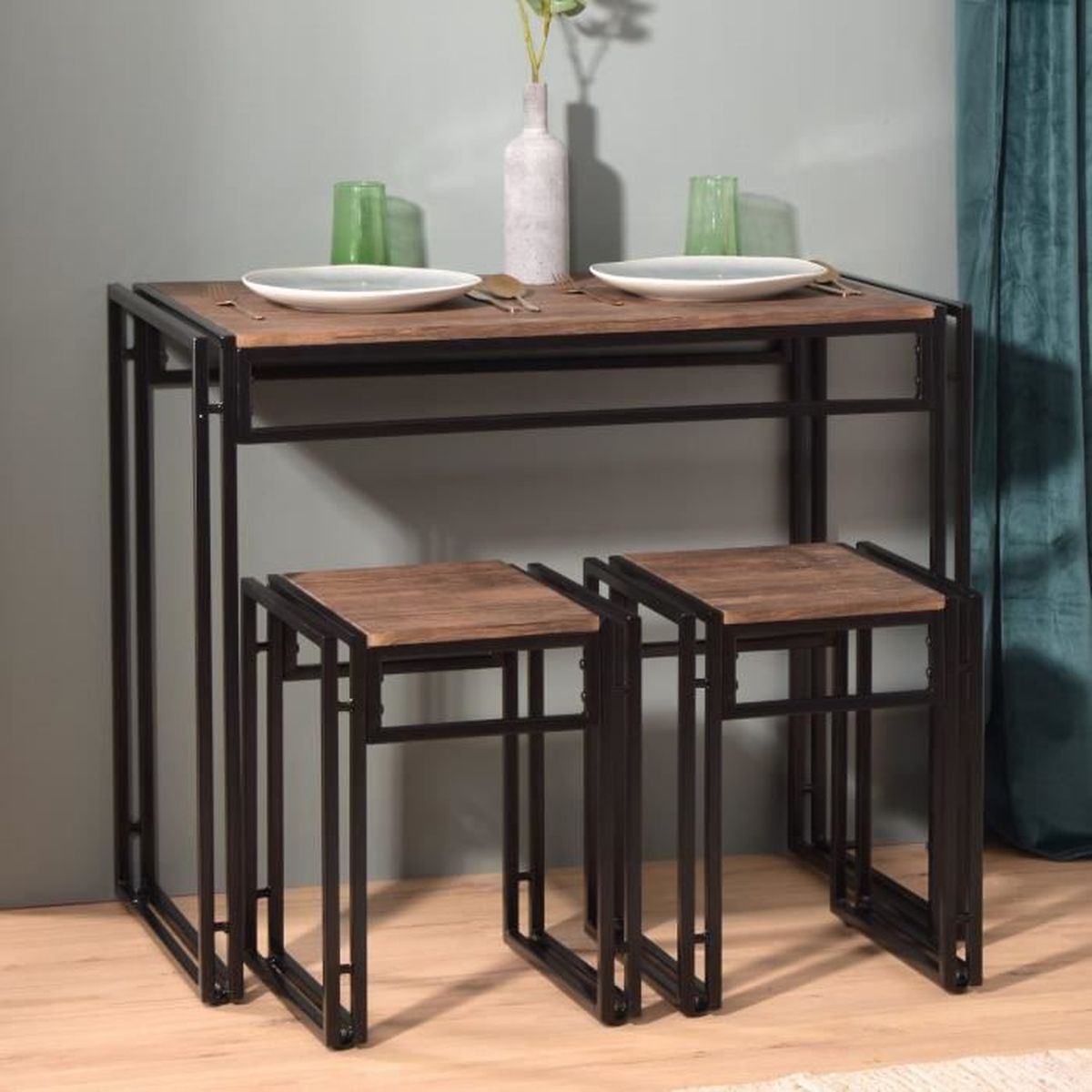 Ensemble de Table et de Chaises de Salle à Manger Compactes pour 2