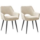 WAFTING Lot de 2 Chaises de Salle à Manger avec Accoudoirs, Rembourrées avec Dossier en Velours,Beige