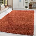ONLINETEX24 Homebyhome Tapis de Salon Shaggy Uni Tapis Terrecuite 160x230 cm Chambre Tapis Poil Long Moelleux et Doux