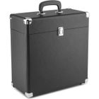 auna TTS6 Coffret à vinyles style rétro en cuir boite de rangement renforcée pour 30 disques avec revêtement intérieur velours.