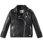 GUIGUOGUO Manteau Manches Longues Enfant Filles Veste en Simili Cuir ado Blouson Motard Faux Cuir