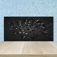 Tulup 100x50cm Crédence de cuisine sur verre sécurité:- Art: moderne classique - Abstraction 3d - Noir