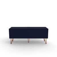 LEONIE - meuble TV 120 cm bleu foncé avec porte abattante en bois