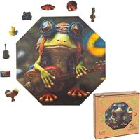 Puzzle en bois pour Enfants - MILLIWOOD - Série Funnymals - Grenouille musicale - 34 x 34cm - 90 Éléments
