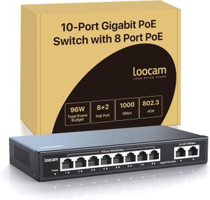 SWITCH - HUB ETHERNET  PoE Switch 8 PoE Gigabit Port avec 2 Gigabit Uplink Port, PoE+ 1000Mbps Ethernet Réseau Switch Non géré, 96W.[Z303]