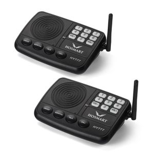 INTERPHONE - VISIOPHONE Interphone sans fil - HOSMART - 7 Canaux - Appel de groupe - Surveillance audio - Pour domicile et lieu de travail (pack de 2)
