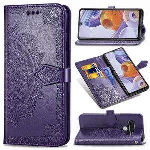 HOUSSE - ÉTUI Coque LG K71, Violet Cuir Mandala Fleur Protection