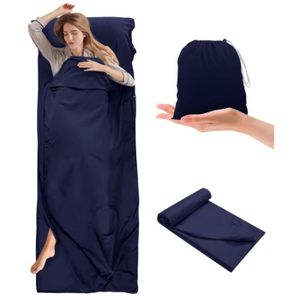 Drap De Sac De Couchage Léger 220x90cm - Microfibre Respirante Avec Taie Oreiller Intégrée