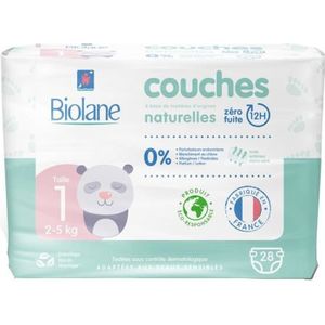 COUCHE Couches Naturelles - BIOLANE - T1 (2-5 kg) - Sans allergènes - 28 Couches