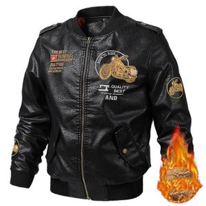 BLOUSON Blouson en Cuir Homme Peluche Manteau de Moto Bomb